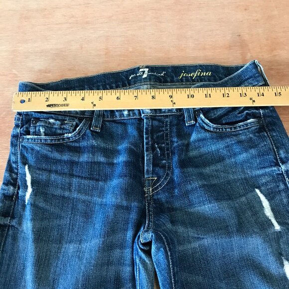 7 For All Mankind Josefina Skinny Jeans Women 25 Blue Low Rise Distressed 17226 - Picture 10 of 15